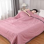 Twshiny Cooling Blanket for Night Sweats, 140x200cm Breathable Lightweight Blanket for Summer Hot Weather (Pink)
