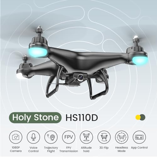 Holy Stone HS110D FPV RC Drone With 1080P HD Camera Live Video 120 Wide Angle WiFi Quadcopter With Gravity Sensor, Voice Control, Gesture Control, Altitude Hold, Headless Mode, 3D Flip RTF 2 Batteries by Holy Stone - Image 4