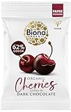 Biona Organic Dark Chocolate Coated Cherries 45g, Pack of 10-62% Dark, Fair Trade Chocolate - Vegan - Gluten Free - Organic Snack