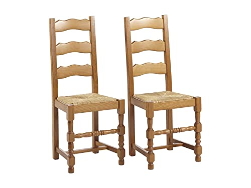 Vente-unique Lot de 2 chaises Seguin - Hêtre Massif & Assise en Paille de seigle
