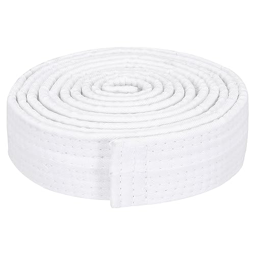 PATIKIL Taekwondo Colored Ranking Belt 1.5" x7.2Ft 2.2m, Polyester Martial Arts Judo Karate Belt for Coach Teaching Practice White
