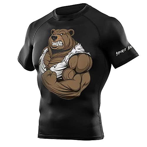 CHOO Men's Fitness Training Rash Guard Grappling Gear Fight Wear, Bear,X-Large