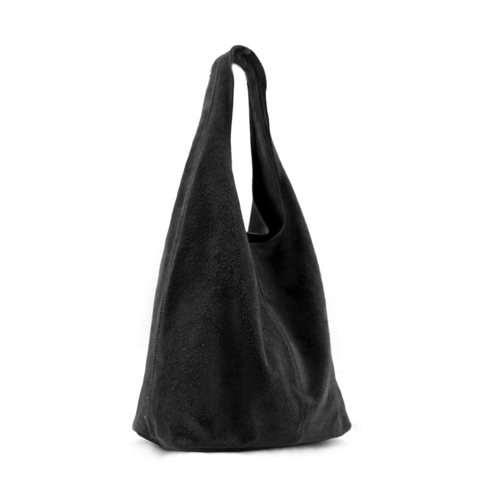 MODELISA - Borsa sacco in pelle scamosciata Shopper Made In Italy Donna