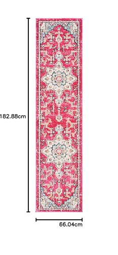 Safavieh Distressed Rug for Living Room Dining Room Bedroom - Madison Collection Short Pile Fuchsia and Blue 30 x 72 Inch - Image 2
