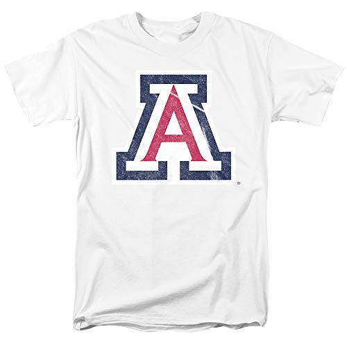 University of Arizona Official Distressed Primary Unisex Adult T-Shirt, White, Large