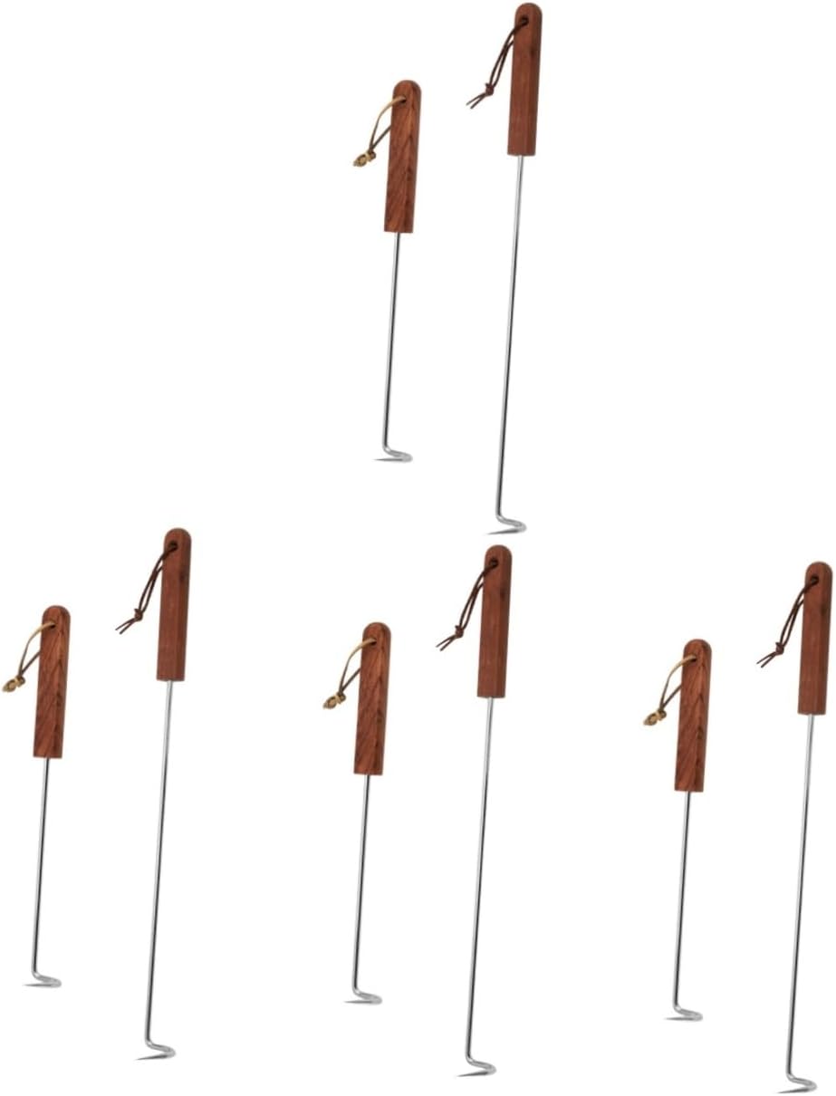 BESPORTBLE 8pcs Stainless Steel Meat Turner Hook Reusable Food Flipper for BBQ Camping Lightweight Portable Design Comfortable to Clean Meat Hooks for Grilling and Parties