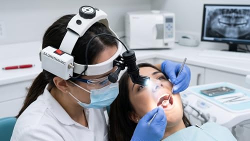 Image of Portable LED Surgical Headlight with Fixed Spot Headband for dantle Clinic, use in Small Surgery Would Operations