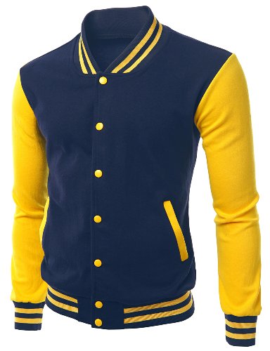Men's Stylish Color Contrast Long Sleeves Varsity Jacket