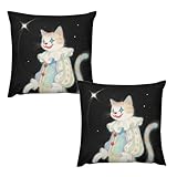 YKLBV Decorative Throw Pillow Covers Couch Cushion Covers A Cat in A Clown Costume Soft Plush Pillow Cases Set of 2 for Bed Sofa