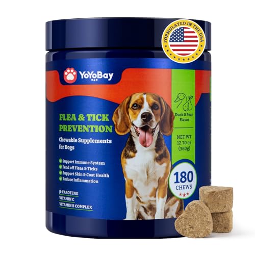 Image of Flea and Tick Prevention for Dogs Chewable - 180 Soft Chews, Duck & Pear Flavor - Dog Flea and Tick Treatment Chewable, Natural Defense- Dog Immune Support Supplement