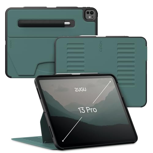 Image of Zugu Case for iPad Pro 13 (M4 /M5) 2024 /2025, Slim Protective Cover with Apple Pencil Holder, Auto Wake /Sleep, Multiple Viewing Angles, iPad Pro 13 Inch Cover, Phone Protectors, Pine