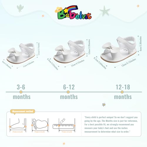 Image of Babelvit Infant Baby Girl Boy Sandals Comfort Premium Summer Outdoor Casual Beach Shoes with Flower Bowknot Anti Slip Rubber Sole Newborn Toddler Prewalker First Walking Shoes
