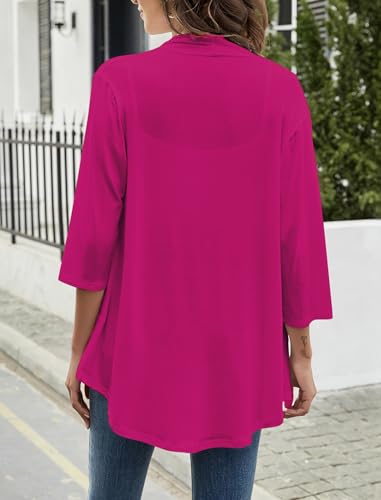 Image of Yekaty Women's Rose Red Cardigans Open Front Lightweight Summer Lightweight Cardigans