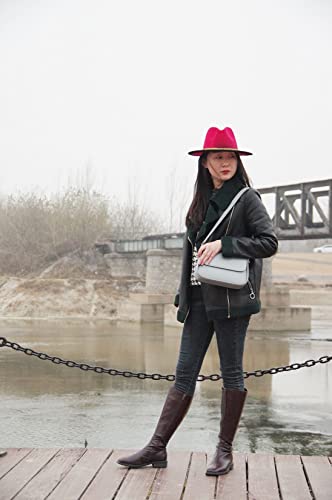 Sunli Jazz Top Hat Woolen Men And Women Outdoor Sun Hat Wide Brim Gentleman Hat (Red + Black) #TOP4