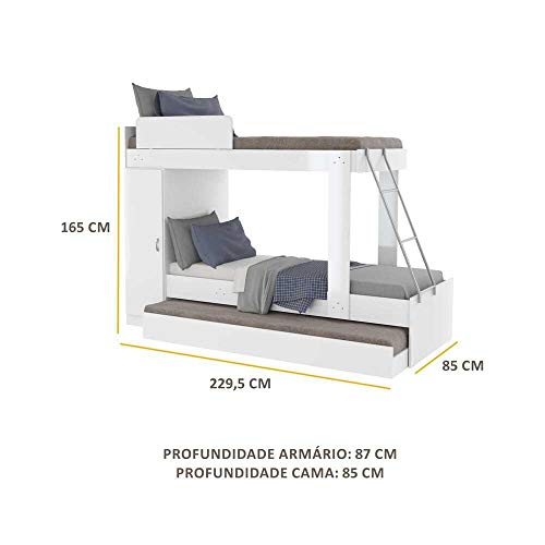 Treliche Multimóveis para colchão 188x78cm Branco/Fumê