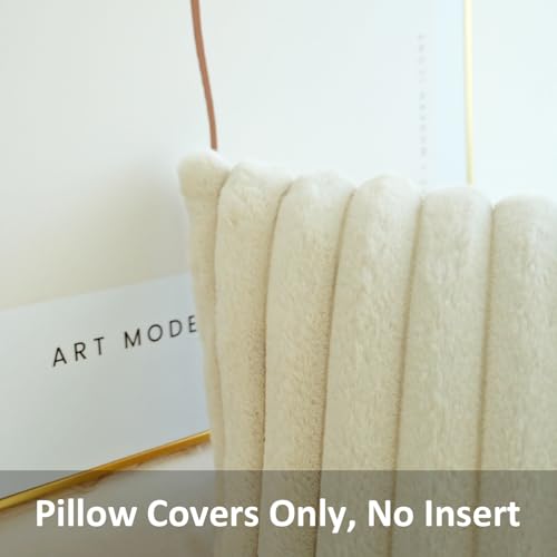 JOJUSIS Pack of 2 Faux Fur Plush Solid Decorative Throw Pillow Covers Couch Cushion Case Soft Pillowcases For Home (Beige, 16 x 16-Inch)