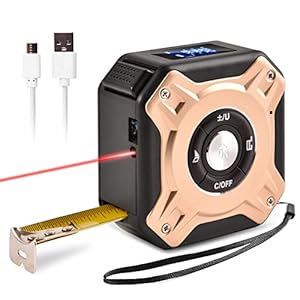 Laser Tape Measure, 2 in 1 Digital Laser Distance Meters with LCD Display & self-locking device, 40m Rechargeable Laser Measurement Tool & 5m Tape Measure, Area/Volume/Distance/Pythagorean Measurement