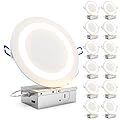 Sunco 12 Pack 6 Inch LED Slim Ultra Thin Canless Lights, Ceiling Recessed Lighting with Metal Junction Box, 900 LM, Selectable CCT 2700K/3000K/4000K/5000K/6000K, 14W, Dimmable ETL
