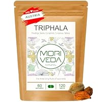 MoriVeda Triphala Presslinge 1000mg, Ayurvedische Dreifrucht-Mischung aus Amla, Haritaki & Bibhitak, pflanzliches Ergänzungsmittel vegan, 120 Tabletten