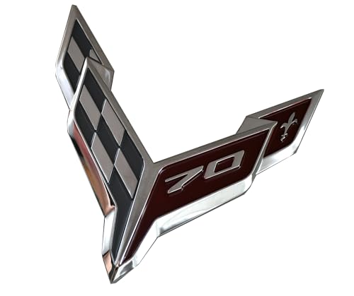 1pc C8 Stingray Front 70th Anniversary Bumper Flags Emblem Replacement for 2020+ Corvette Hood (Chrome) by IUSOT - Image 2