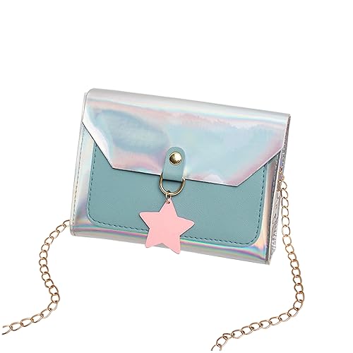 RARITYUS Holographic Silver Crossbody Bag for Girls Women Fashion Metallic Clutch Purse Shoulder Handbag with Star Pendant2