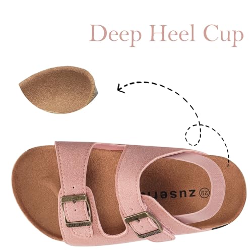 Image of ZUSERIS Kids Toddler Sandals Boys Girls Summer Slides | Soft Cork Footbed, Non-slip,Adjustable Straps,Comfort Suede Leather,Lightweight