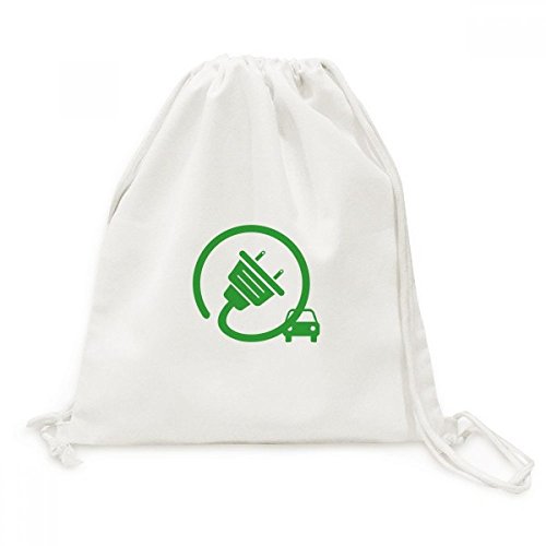Sac à dos en toile avec cordon motif véhicule vert pour les passionnés d'écologie