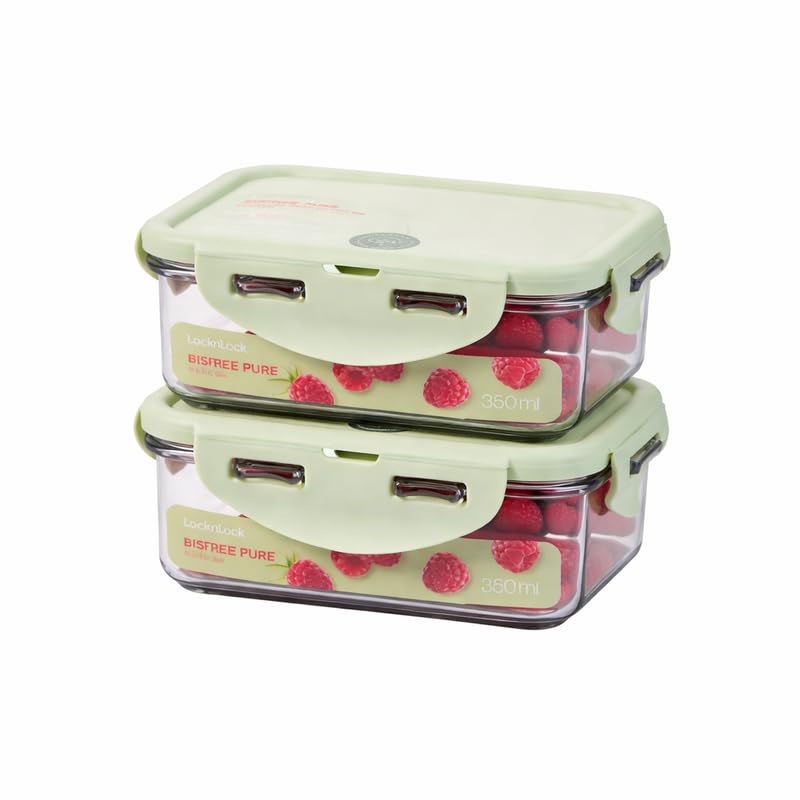 Image of LocknLock 350ml Food Storage Containers (Pack of 2) | Airtight, Leakproof, BPA-Free Plastic Boxes | Stackable Kitchen Containers for Snacks, Lunch, Fridge & Pantry Storage