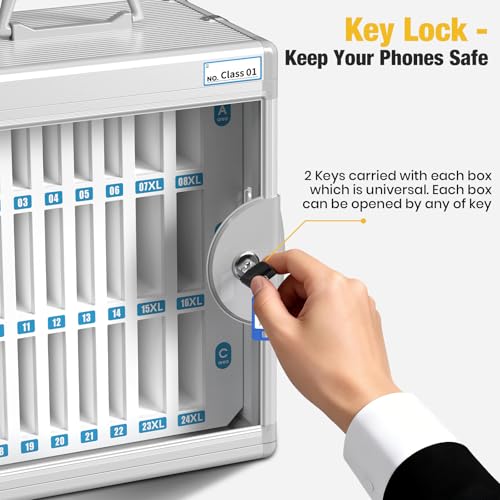 Glosen Handytresore mit 【demselben Schloss】, Handy-schließfach aufbewahrungsschrank [Wandmontiert] [Aluminiumlegierung] Handy-aufbewahrung mit Griff für Klassenzimmer Büro Prüfung