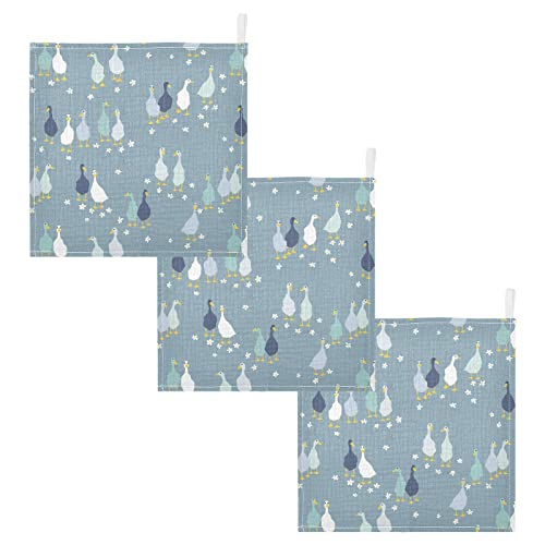 Image of vvfelixl Baby Washcloths Cotton Funny Gooses Baby Muslin Washcloths Soft Baby Face Towel for Newborn Infants, 11.8 X 11.8 Inch, 5 Pack Blue