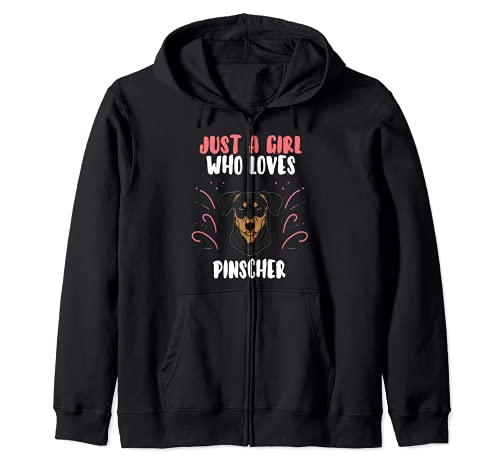 Just A Girl Who Loves Pinscher Dog Puppy Costume Zip Hoodie, Black