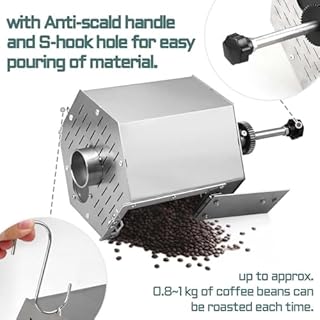 HNBYLMM Torréfacteur de Grains de café 5L Commercial en Acier Inoxydable torréfacteur de café torréfacteur de Type Tambour à gaz Machine de torréfaction pour Les Maisons, Les cafés