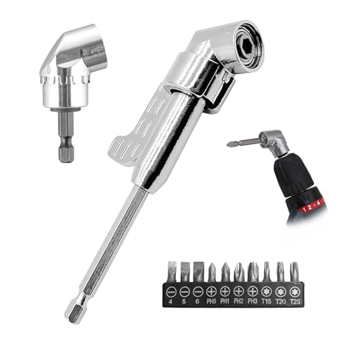 LUHOCIY 12 Piezas Adaptador de Destornillador Angular, Accesorio para Destornillador Angular, Extensor de Taladro Llaves para Destornilladores de Construcción, Combinación de Materiales Robusta