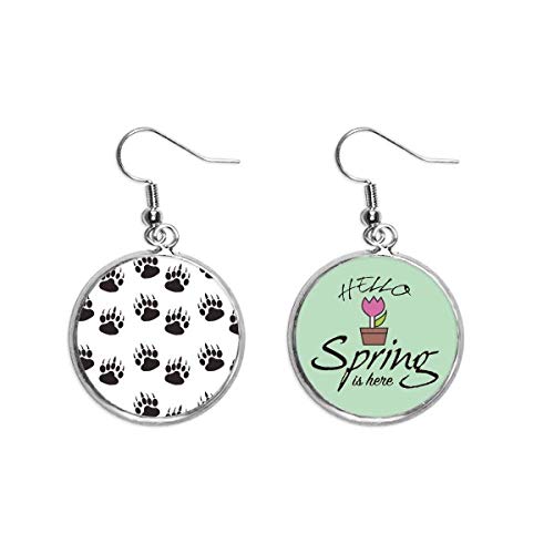 Pendientes de primavera con huella de perro para paseos al aire libre y diario