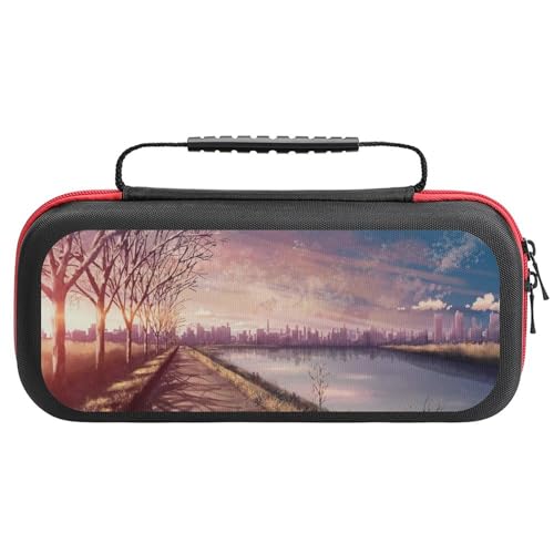 Switch ケース アニメ-レイクサイドビュー Switchカバー 有機elモデル対応 おしゃれ 保護カバー 耐衝撃 全面保護 防塵 防水 ゲーム機収納袋 収納バッグ 大容量 小物収納 持ち運び便利 スイッチケース 薄型 軽量 ゲーム機収納袋
