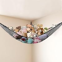 Powkoo Stuffed Animals Storage Toy Hammock Teddy Plush Cuddly Toys Storage Large Corner Haning Net Organizer for Kids Bedroom Nursery Decor