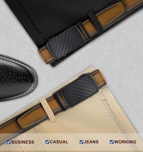 Image of Men's Belt,Bulliant Leather Adjustable Belt for Men Dress Casual 1 3 /8,Trim to Fit