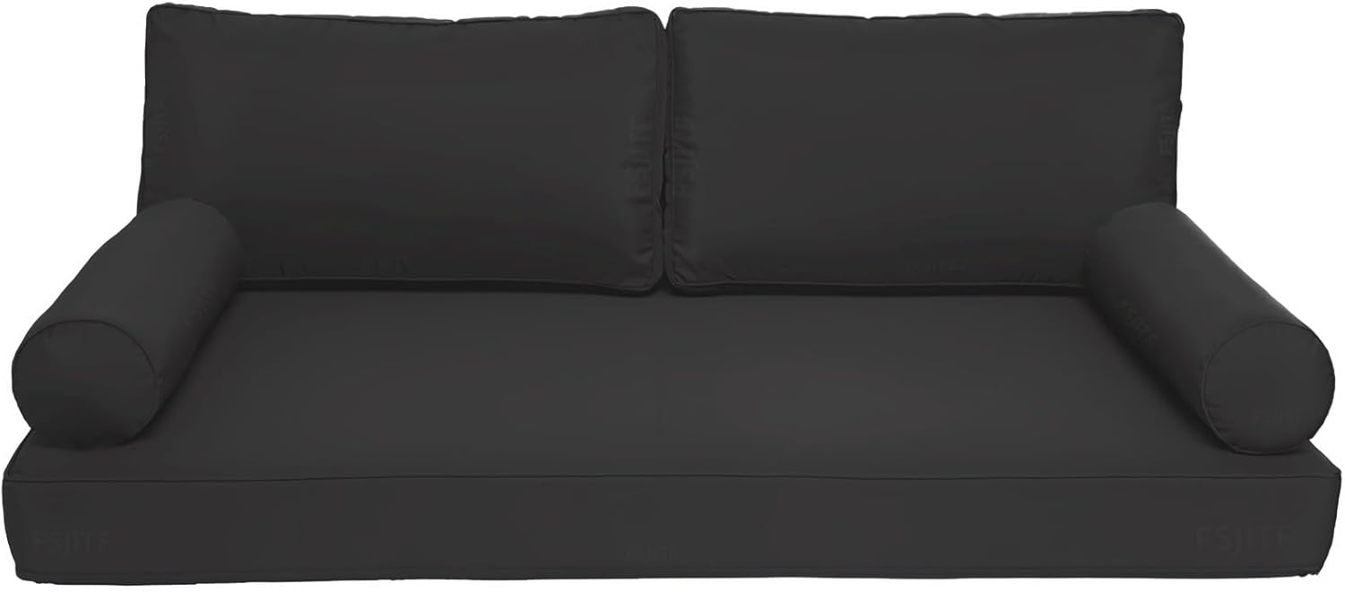 Patio Twin Daybed Waterproof & Fade-Resistant Cover,for Outdoor Wooden Hammock Mattress Cover + 2 Back Bolster Cushion Slipcovers (5-Piece Set)