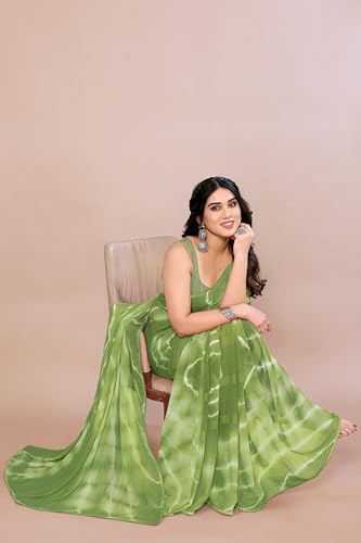 Image of MIRCHI FASHION Women Saree Shibori Print Chiffon | Elegant Festive and Functional Sari for All-Day Comfort with Matching Blouse