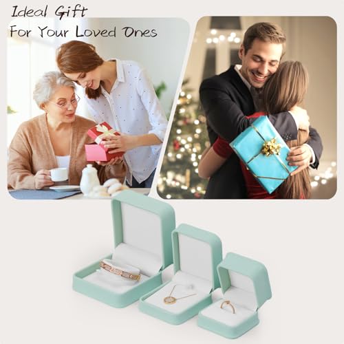 Leather Necklace Box Necklace Gift Box Pendant Case Long Chain Display Storage Case (Mint Green)