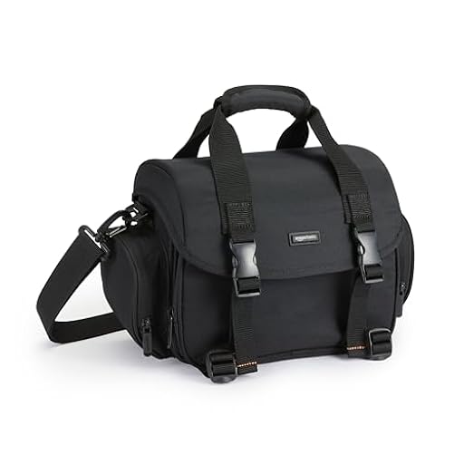 Amazon Basics Bolsa de Hombro para Cámara SLR y Accesorios, Grande, Correa Ajustable, Impermeable, Antichoque, Sólido, Acolchado - Negro/Gris | Ya disponible en tu tienda friki favorita! En mundofriki.es!