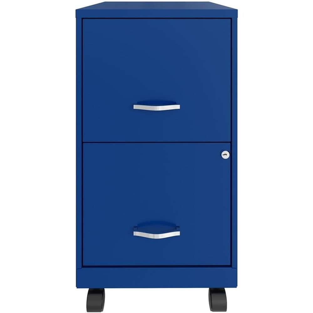 2 Drawer Metal Mobile File Cabinet with Lock, Letter Size, Blue, Fully Assembled