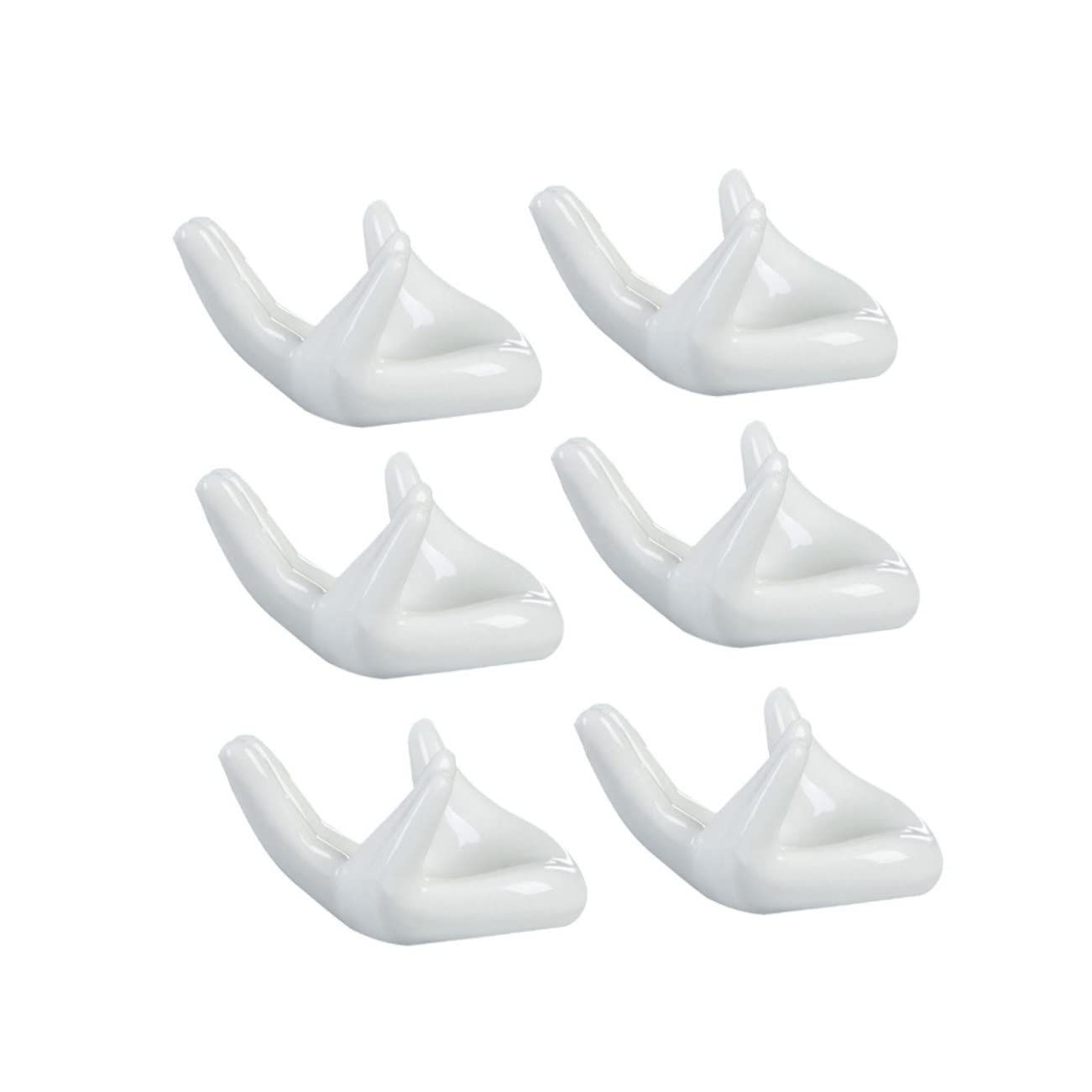 Supporto in Ceramica Bianco a Forma di Mano per Espositore Ocarina 6 Fori, Set 6 Pezzi per Esposizione Elegante e Conservazione Comoda in Ufficio