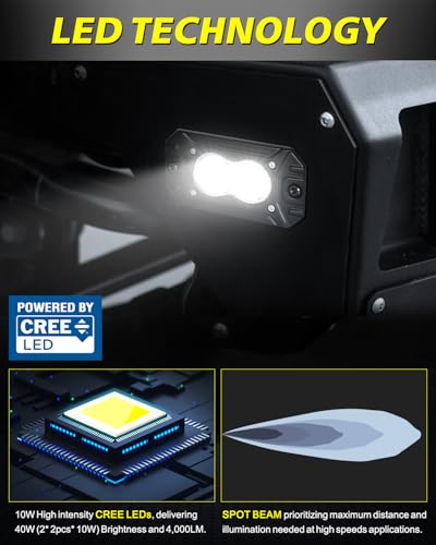 Image of Flush Mount LED Pods Spot 40W CREE LED Flush Mount Bumper Lights | Offroad Driving Lights Backup Reverse Fog Light Pods for Trucks Pickup UTV ATV SUV