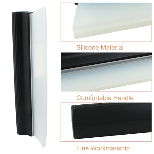 Bonsicoky 2 PCS 10 inch Silicone Car Squeegee - Flexible T-Bar Quick Dry Water Blade for Car, Windshield, Glass, Window Drying - Black