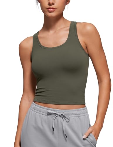 Image of CRZ YOGA Softembrace Scoop Neck Tank Top | Workout, Ultra Soft, Tight Fit, Waist Length, Double Lined, Sleeveless Shirts for Women