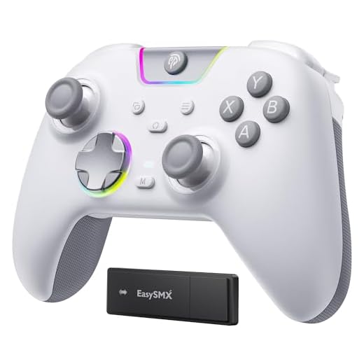 EasySMX X05 Pro Mando Inalámbrico para PC – Botones Silenciosos Mejorados, Gatillos de 2 Etapas, Joysticks Hall, Sondeo 1000Hz, Batería 1000mAh, 2.4G, Multiplataforma PC/Switch/Android/iOS, Blanco