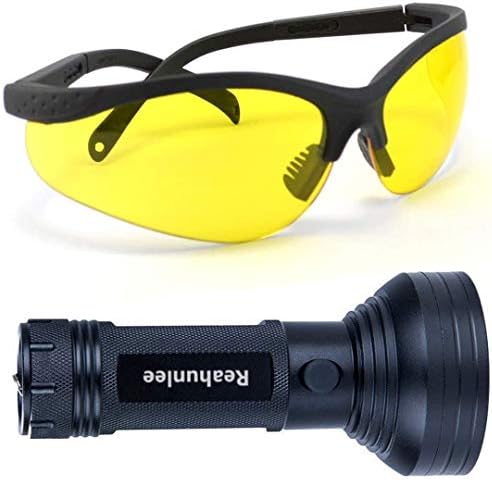 REALHUNLEE Auto Air Conditioner Leak Detector Tool Flashlight Oil AC Dye Leak Test Detection Kit Pro 68 LED Flashlight with UV Protective Glasses