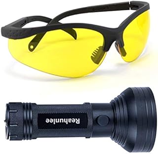 REALHUNLEE Auto Air Conditioner Leak Detector Tool Flashlight Oil AC UV Dye Leak Test Detection Kit Pro 68 LED Flashlight with UV Protective Glasses
