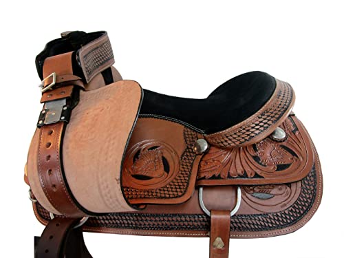 Western Trail Saddle Horse Pleasure Floral Tooled Leather Tack Set 15 16 17 18 (16) #TOP7
